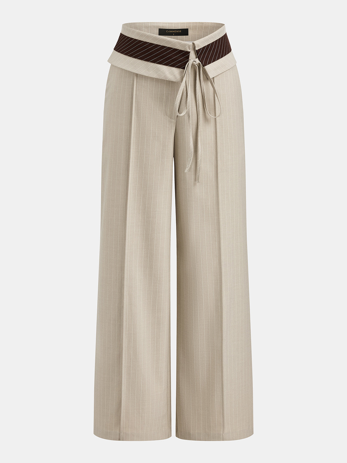 Pantalón Ancho de Raya Diplomática con Cintura Doblada