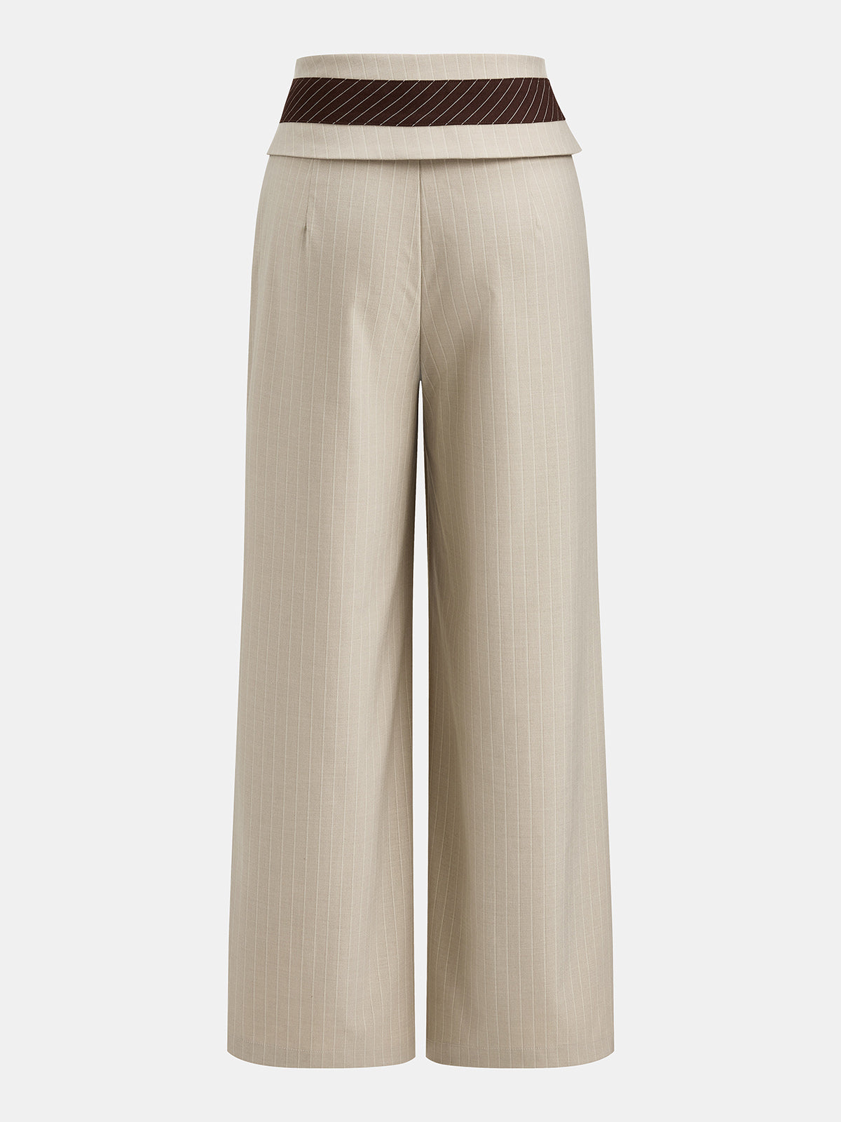 Pantalón Ancho de Raya Diplomática con Cintura Doblada
