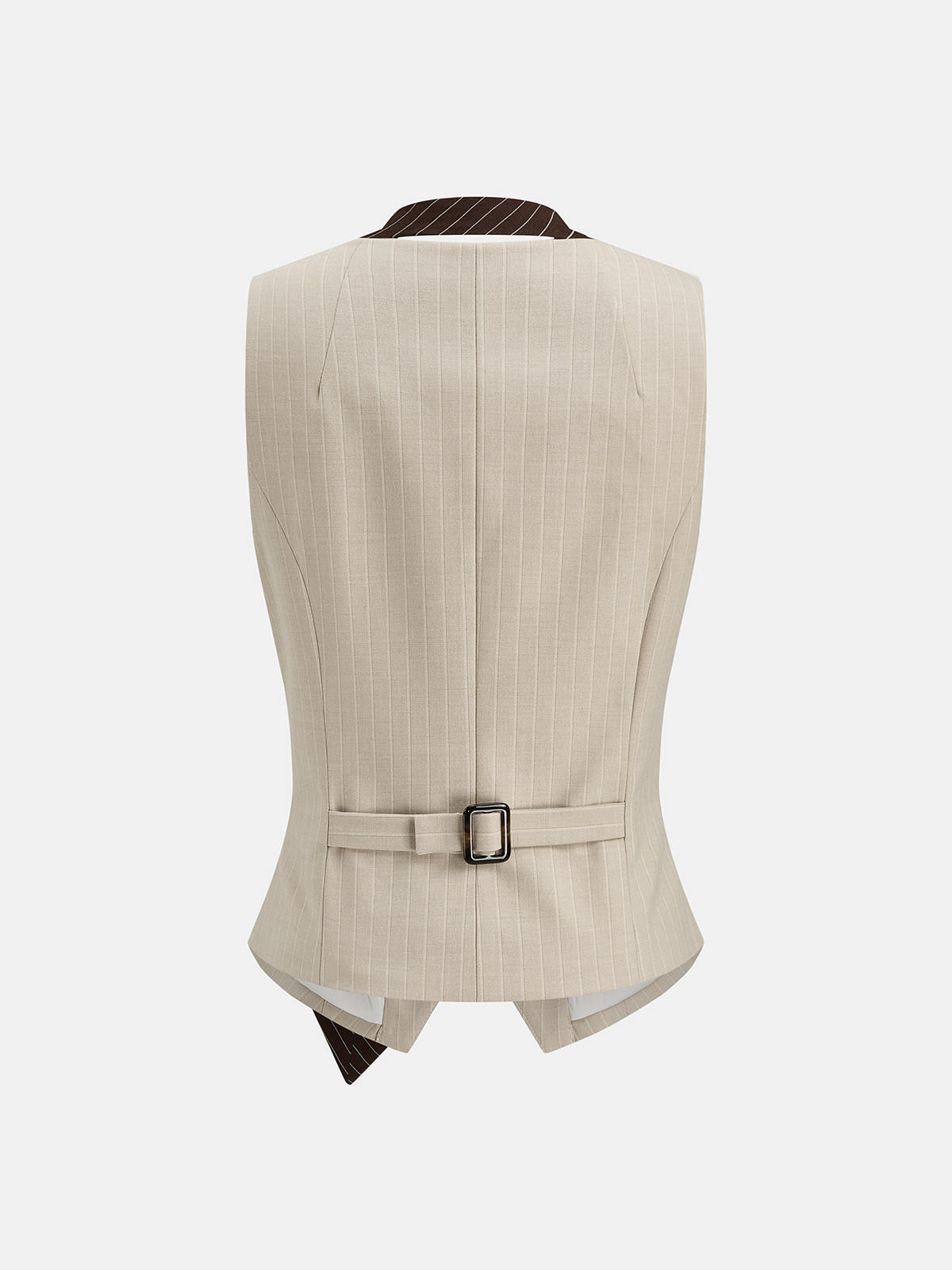 Buckle Back Pinstripe Vest With Tie