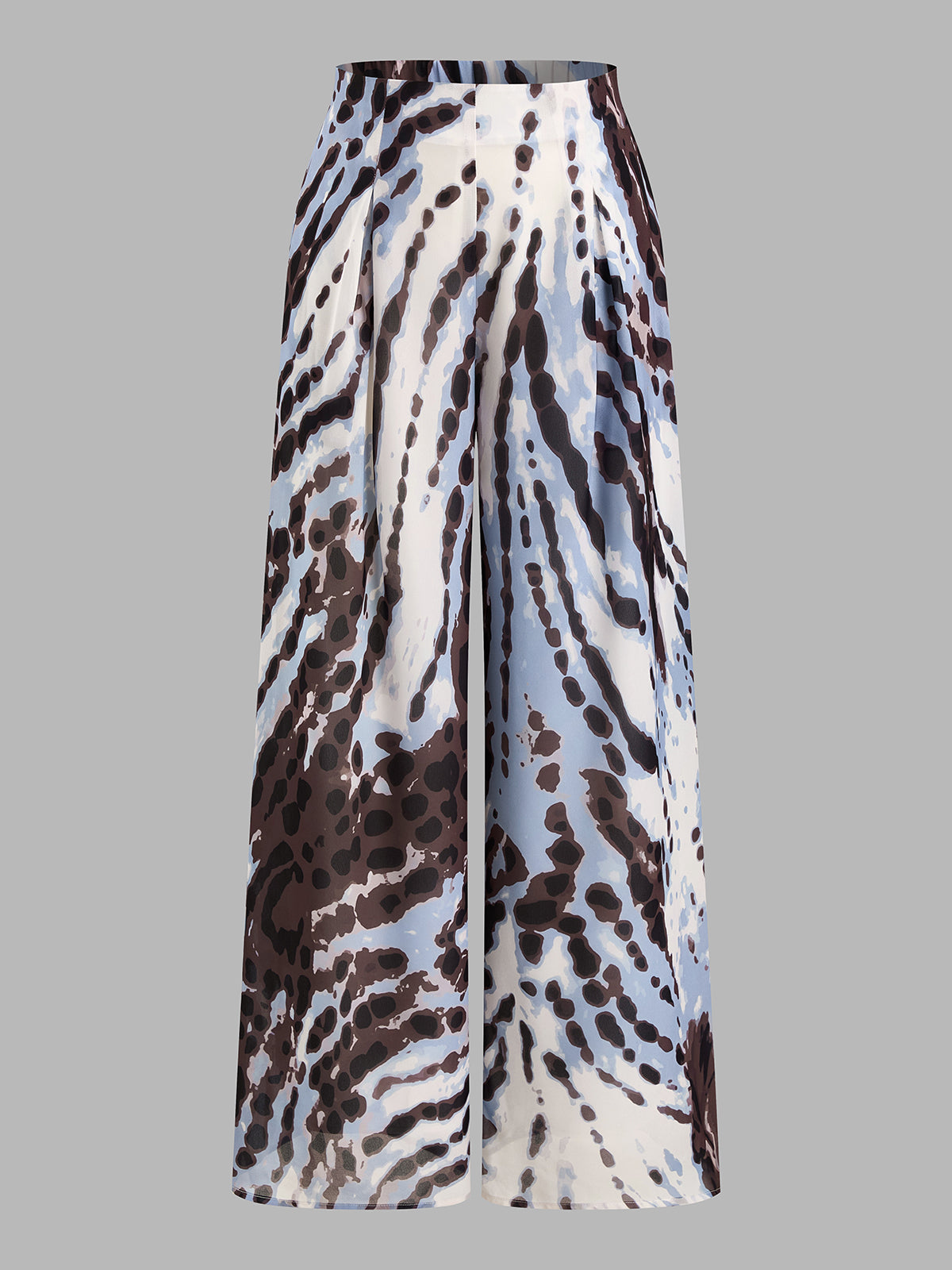 Pantalón Ancho Plisado con Estampado Animal Abstracto