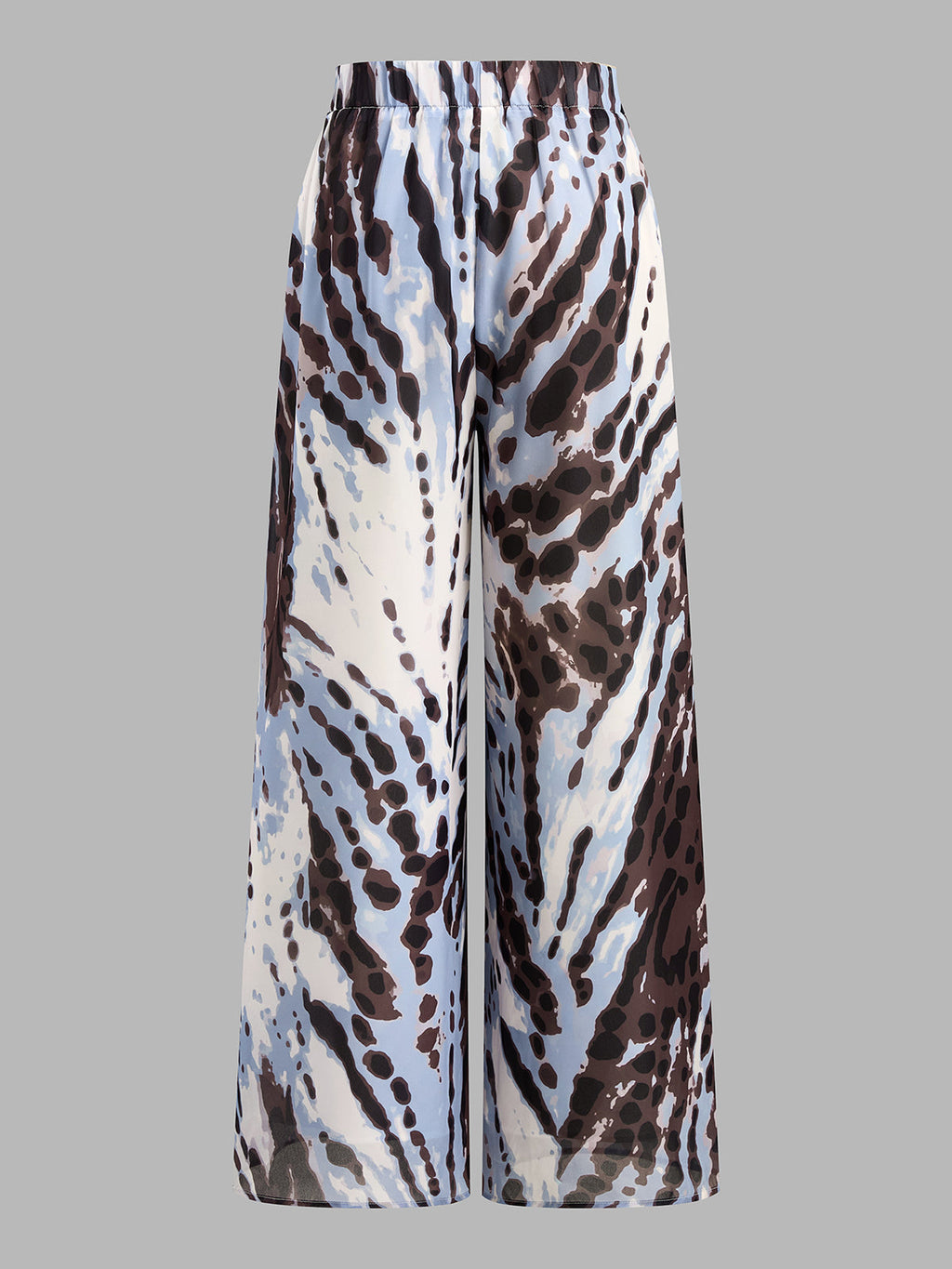 Pantalón Ancho Plisado con Estampado Animal Abstracto