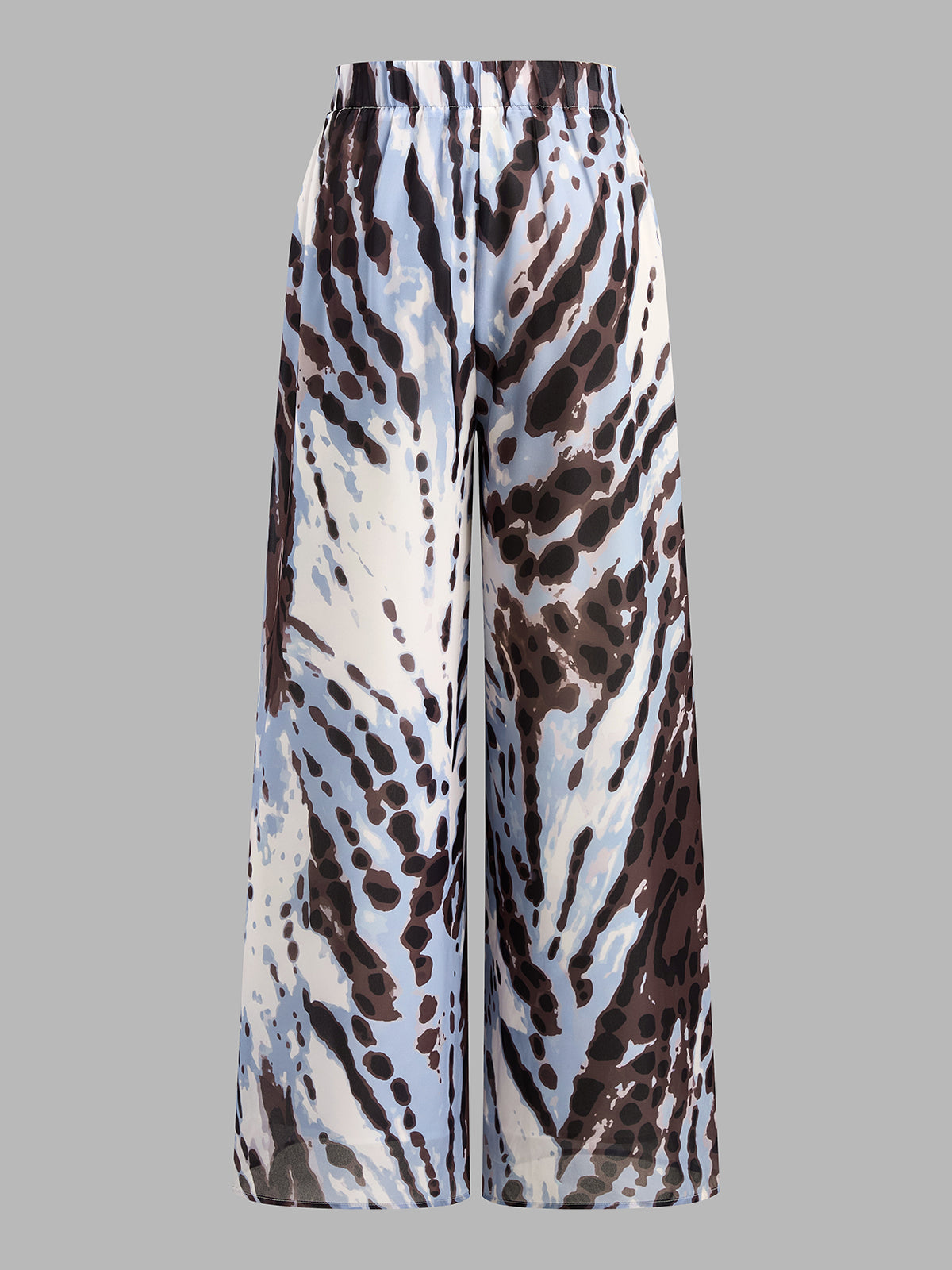 Pantalón Ancho Plisado con Estampado Animal Abstracto