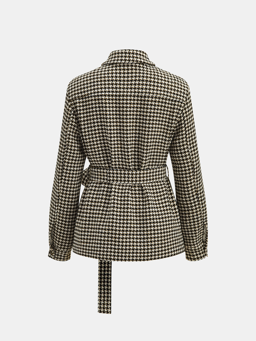 Houndstooth Belted Waist Shirt Jacket