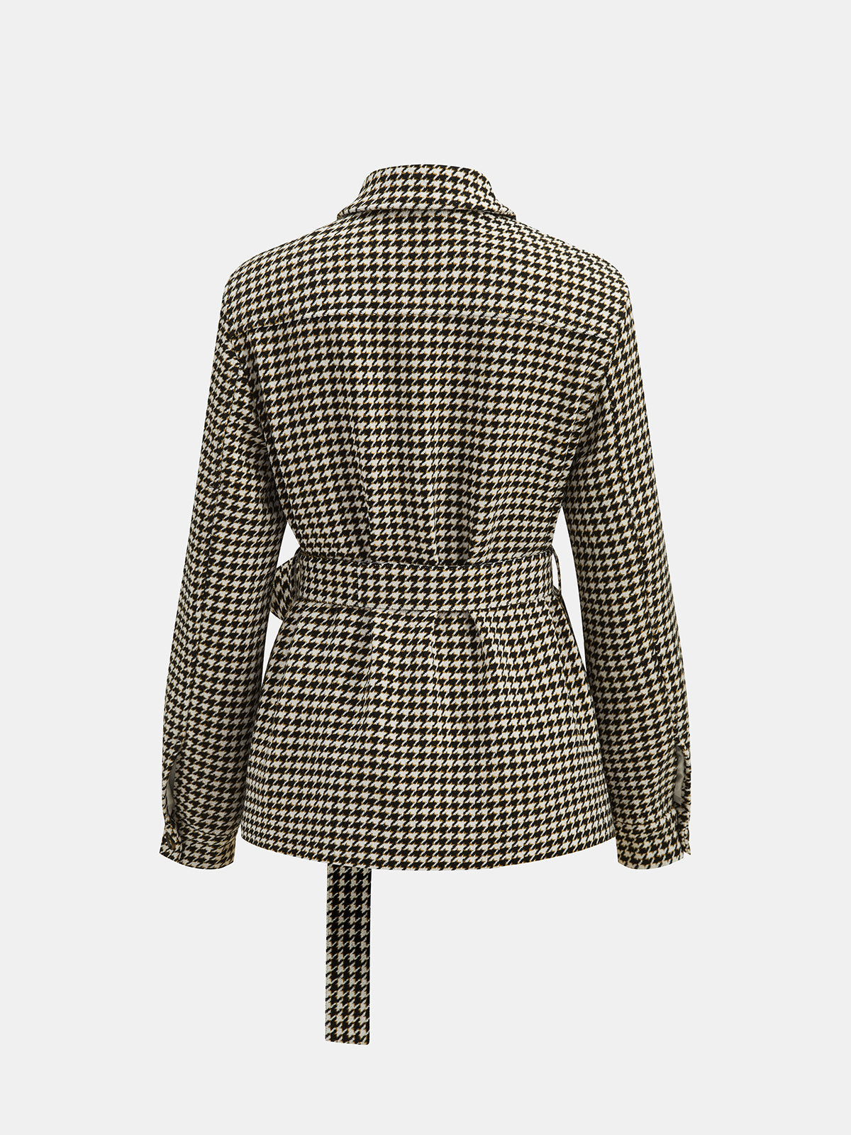 Houndstooth Belted Waist Shirt Jacket