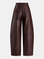 Pantalón Barril con Costuras de Piel Sintética