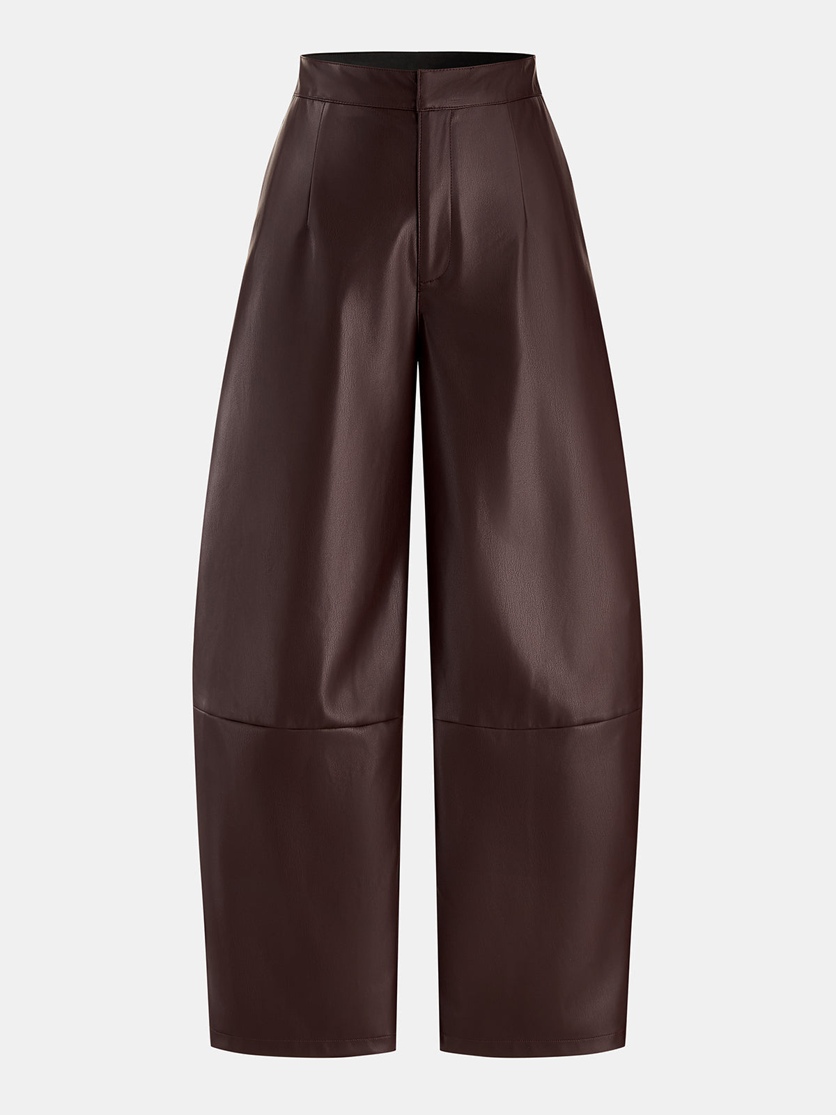 Pantalón Barril con Costuras de Piel Sintética