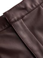 Pantalón Barril con Costuras de Piel Sintética