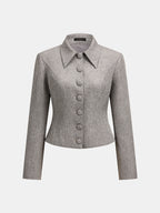 Tailored Button‑Front Collared Blazer