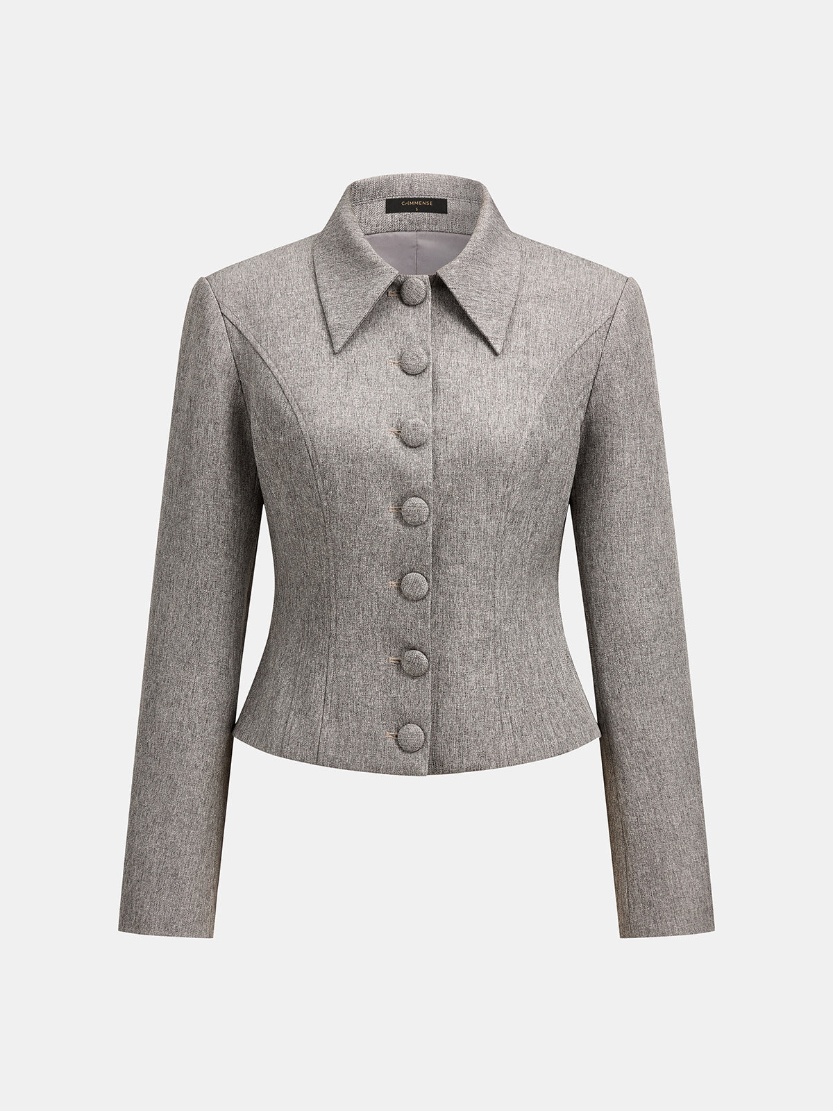 Tailored Button‑Front Collared Blazer