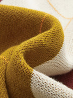 Color Block Argyle Knit Cardigan