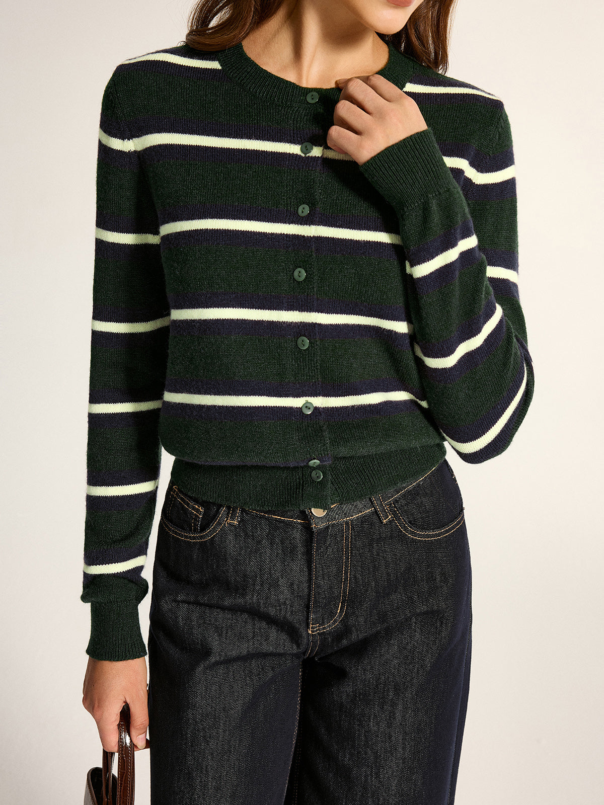 Classic Striped Button Knit Cardigan