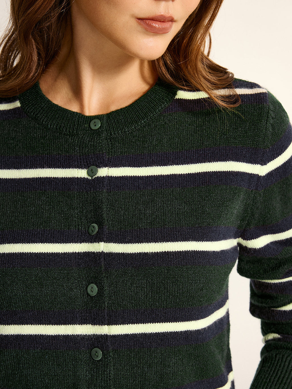 Classic Striped Button Knit Cardigan