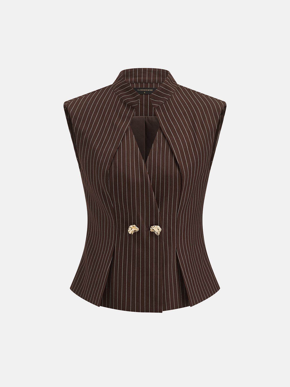 Metal Button Pinstripe Sleeveless Vest