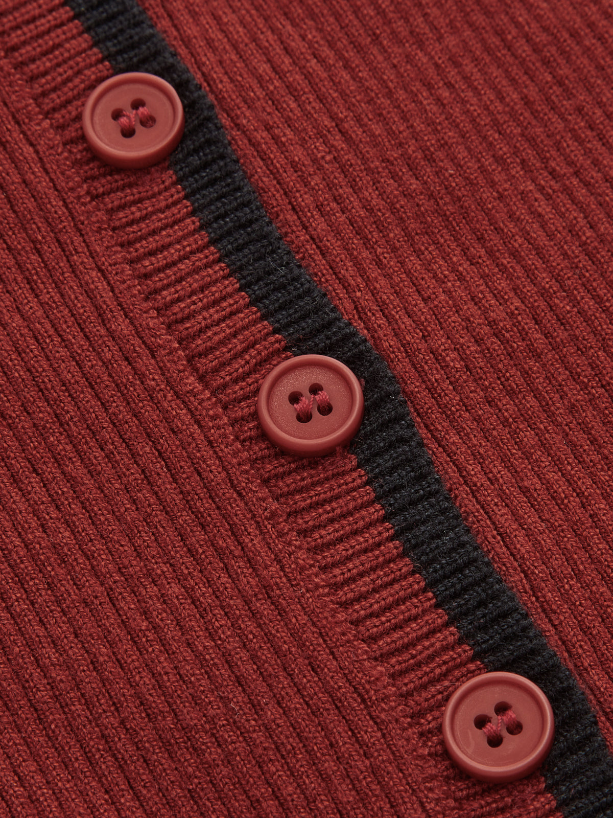 Contrast‑Trim Ribbed Knit Slim‑Fit Cardigan