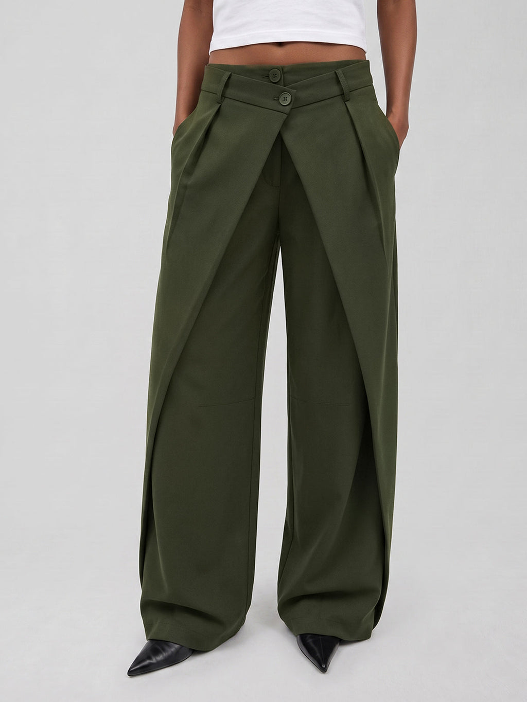 Pantalón Ancho con Cintura Cruzada