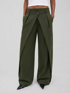 Pantalón Ancho con Cintura Cruzada