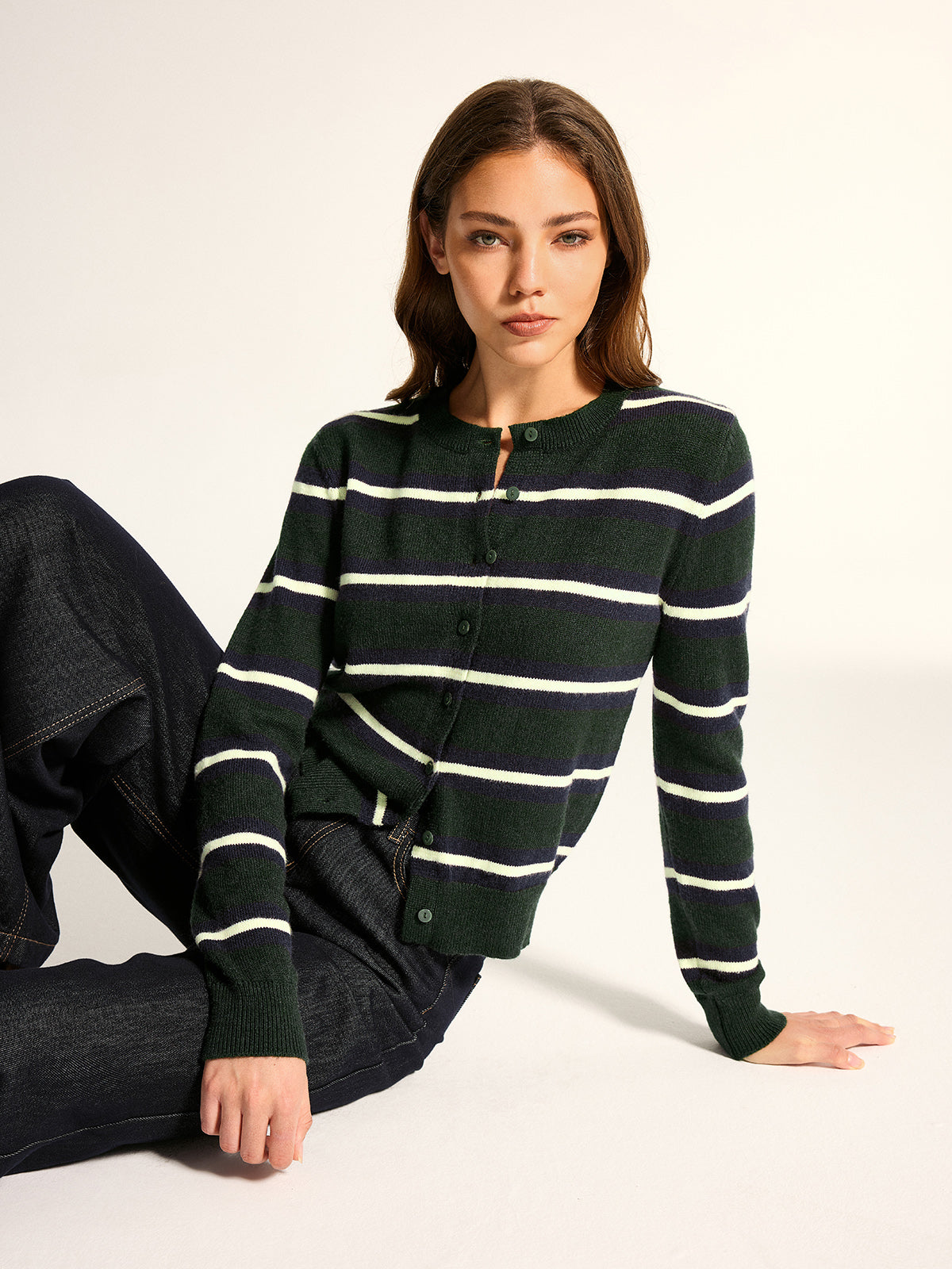 Classic Striped Button Knit Cardigan