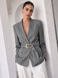 V‑Neck Belted Wrap Blazer