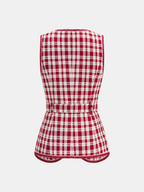 Check Belted Tweed Sleeveless Vest