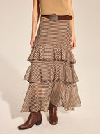 Falda Maxi Escalonada de Cuadros Vichy