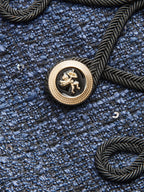 Military‑Style Braided Detail Tweed Blazer