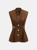 Suede Effect Metal Detail Vest