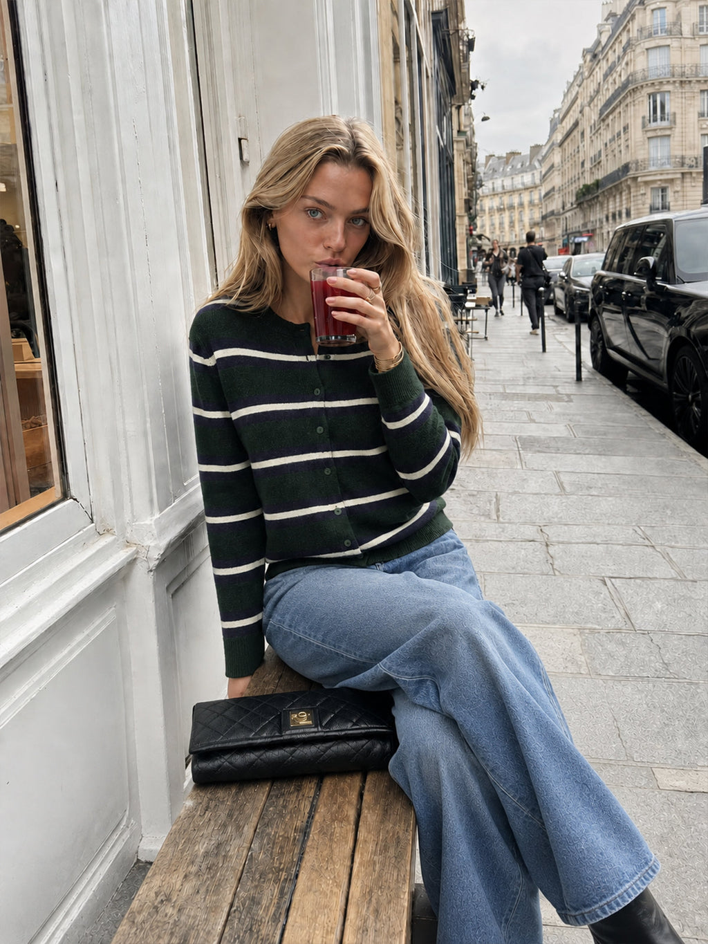Classic Striped Button Knit Cardigan