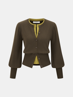 2 in 1 Layered Puff-Sleeve Cardigan