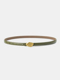 Irregular Buckle Slim Leather Belt