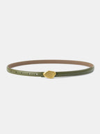 Irregular Buckle Slim Leather Belt