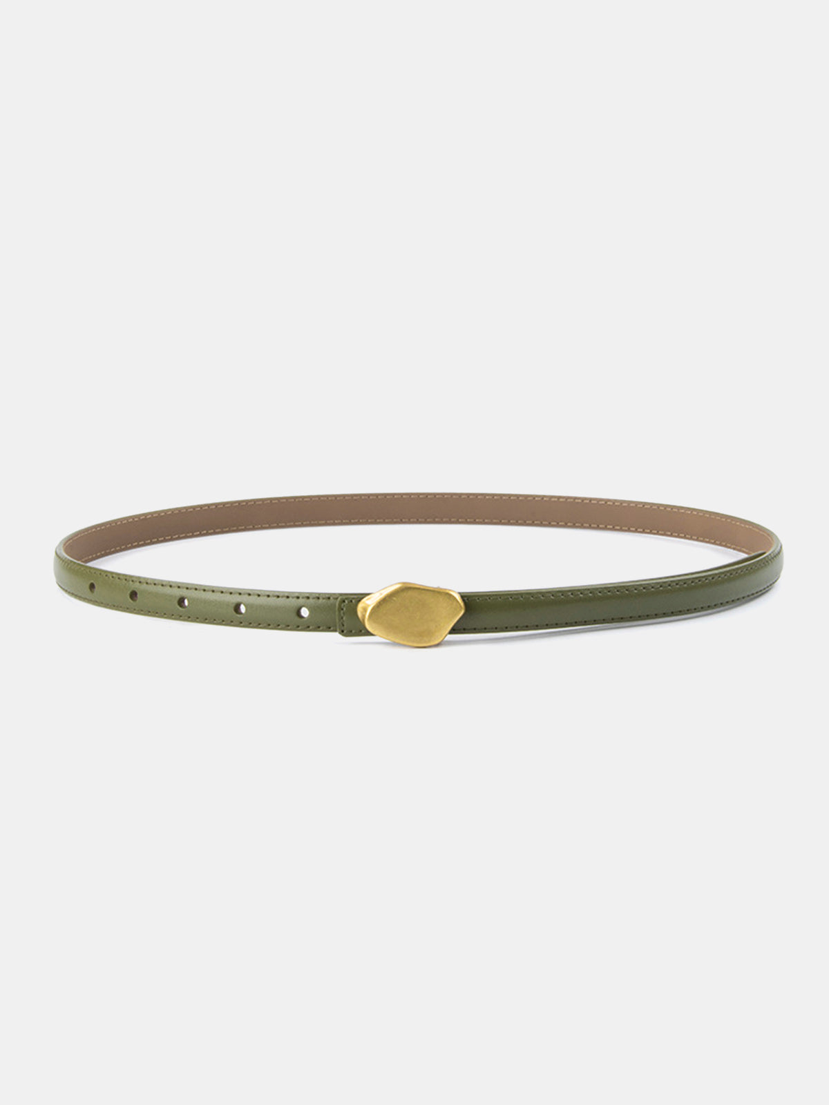 Irregular Buckle Slim Leather Belt
