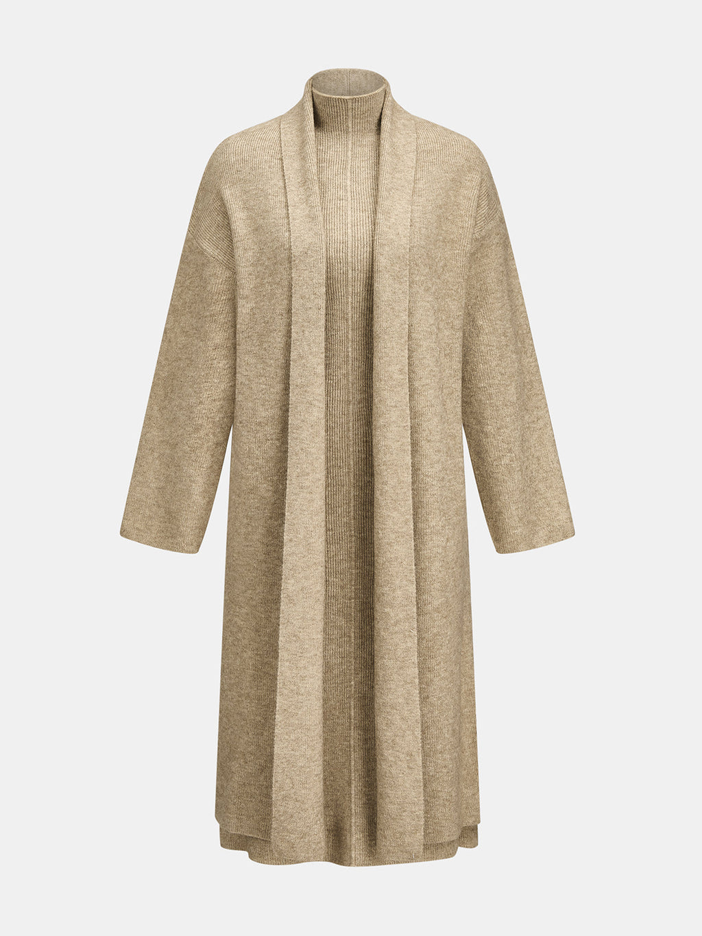 Long Knit Cardigan Turtleneck Dress Two‑Piece Set