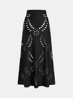 Perforated One Piece Swimsuit & Skirt Set