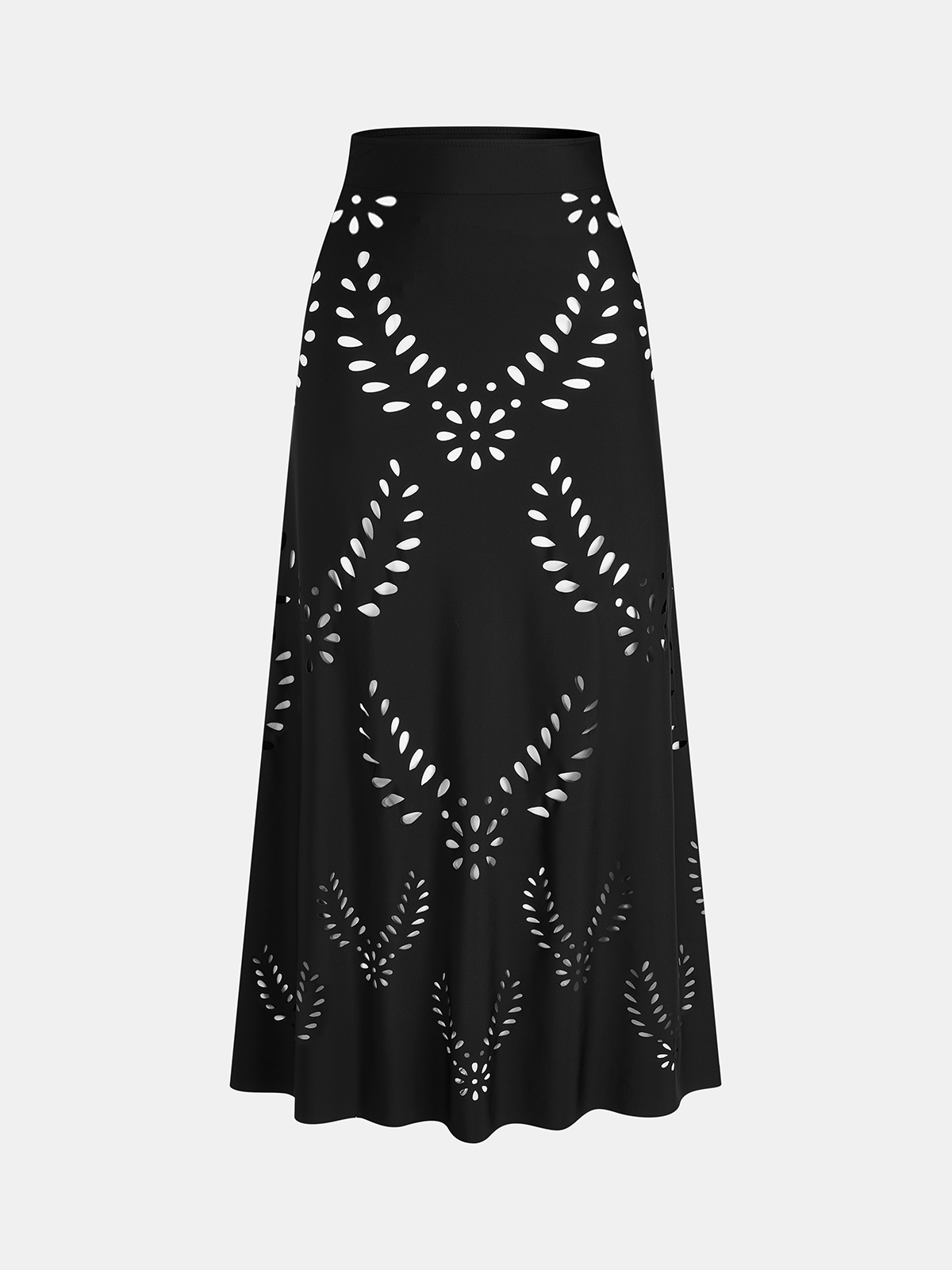 Perforated One Piece Swimsuit & Skirt Set