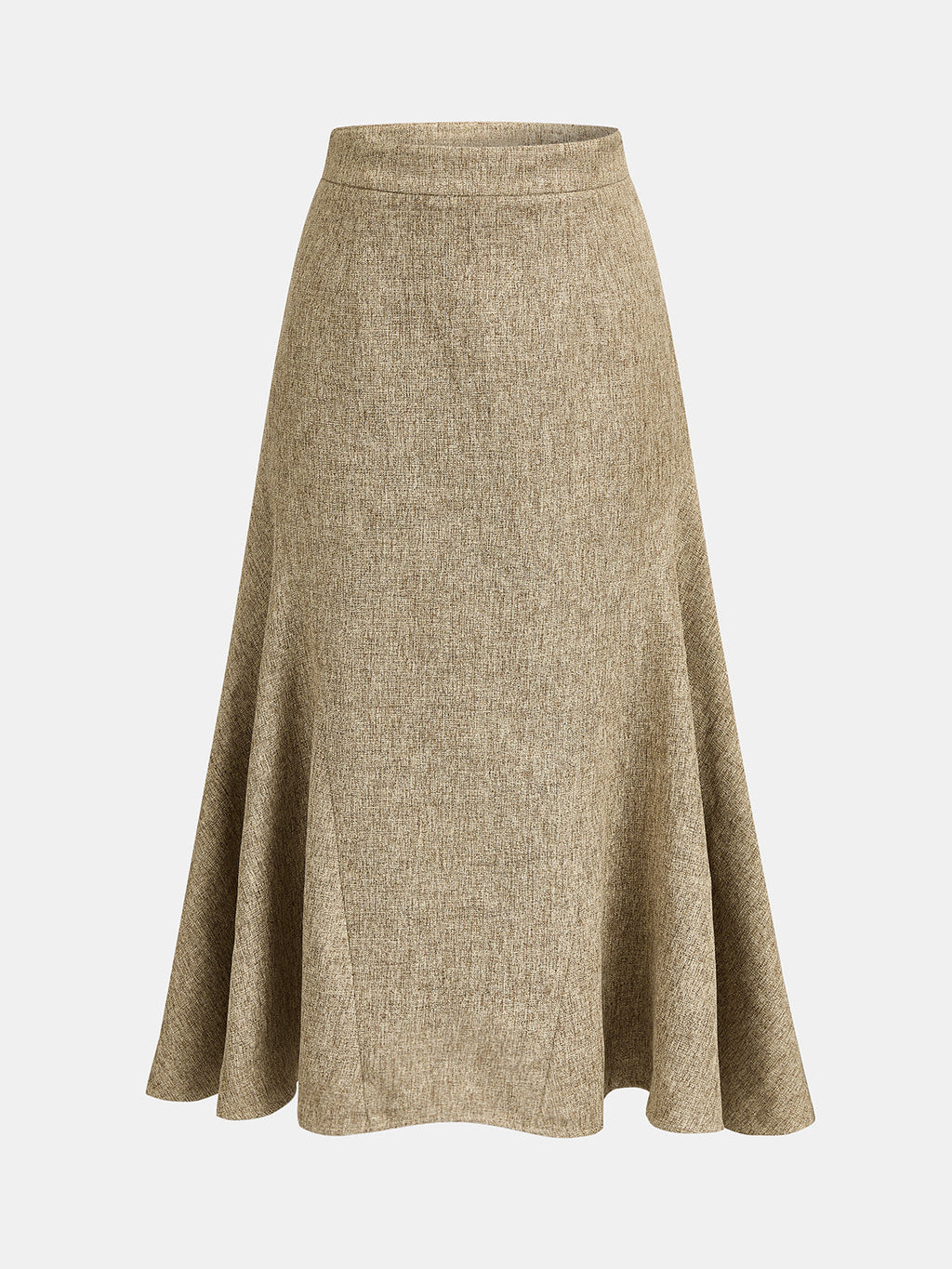 Falda Midi Acampanada de Tweed de Cintura Media