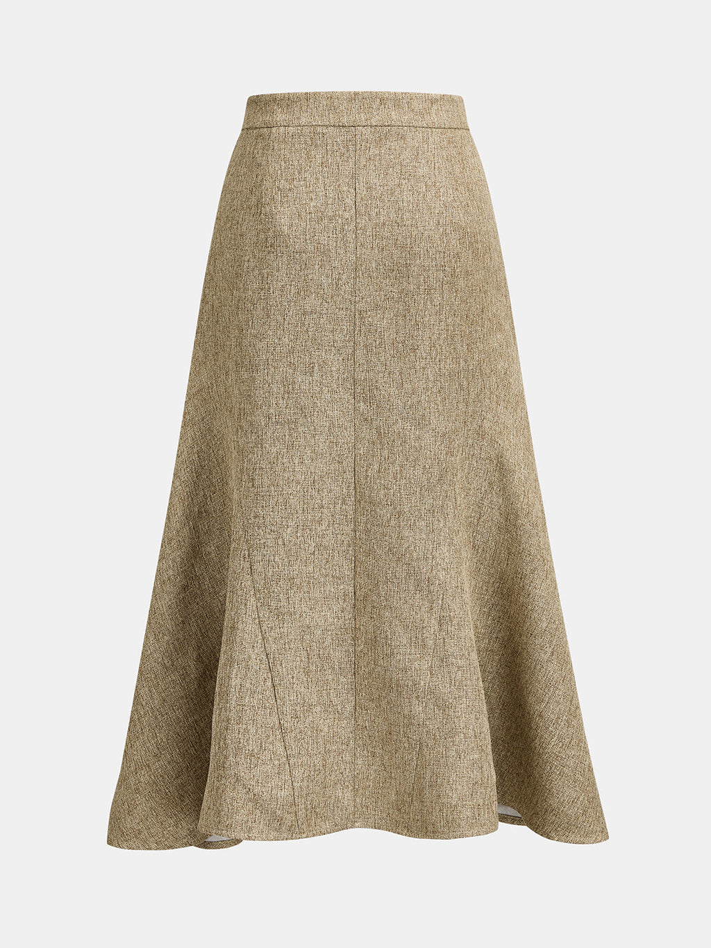 Falda Midi Acampanada de Tweed de Cintura Media