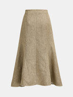 Falda Midi Acampanada de Tweed de Cintura Media
