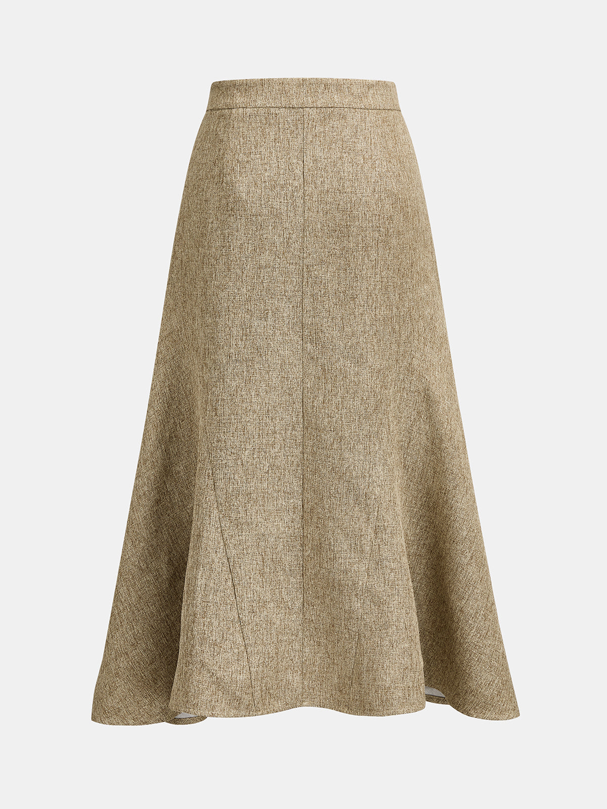 Falda Midi Acampanada de Tweed de Cintura Media