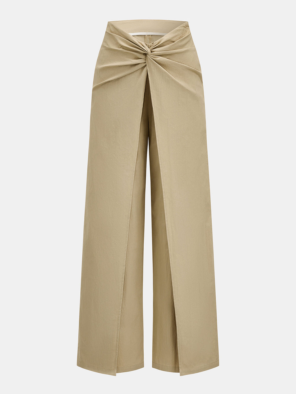 Pantalón Ancho con Superposición Cruzada y Nudo Frontal