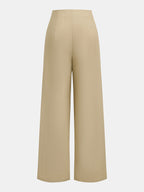 Pantalón Ancho con Superposición Cruzada y Nudo Frontal