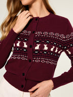 Cat Motif Fair Isle Knit Cardigan