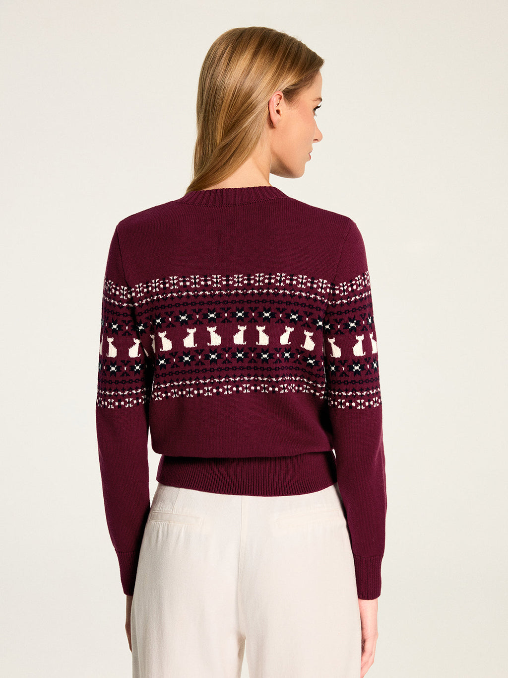 Cat Motif Fair Isle Knit Cardigan