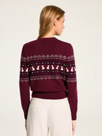 Cat Motif Fair Isle Knit Cardigan