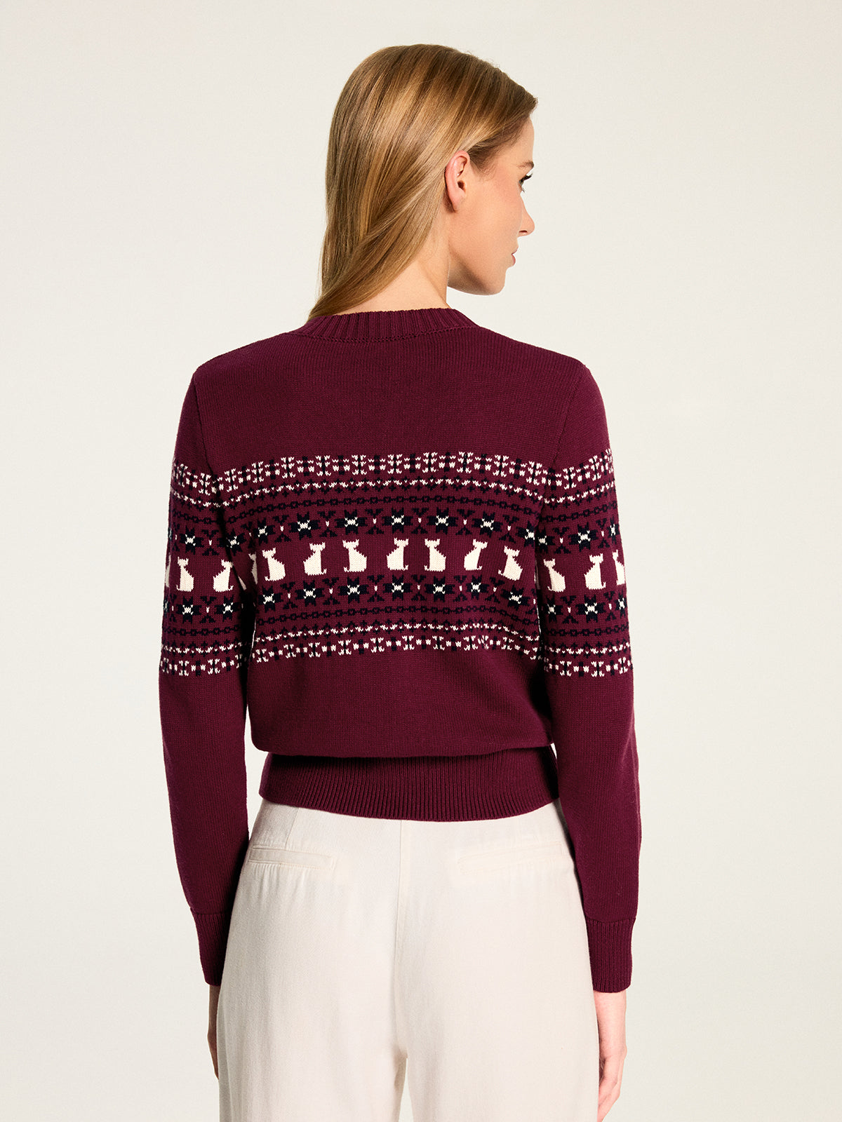 Cat Motif Fair Isle Knit Cardigan