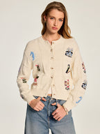 Multi‑Motif Intarsia Knit Cardigan