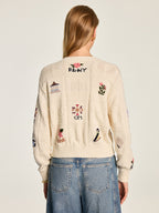 Multi‑Motif Intarsia Knit Cardigan