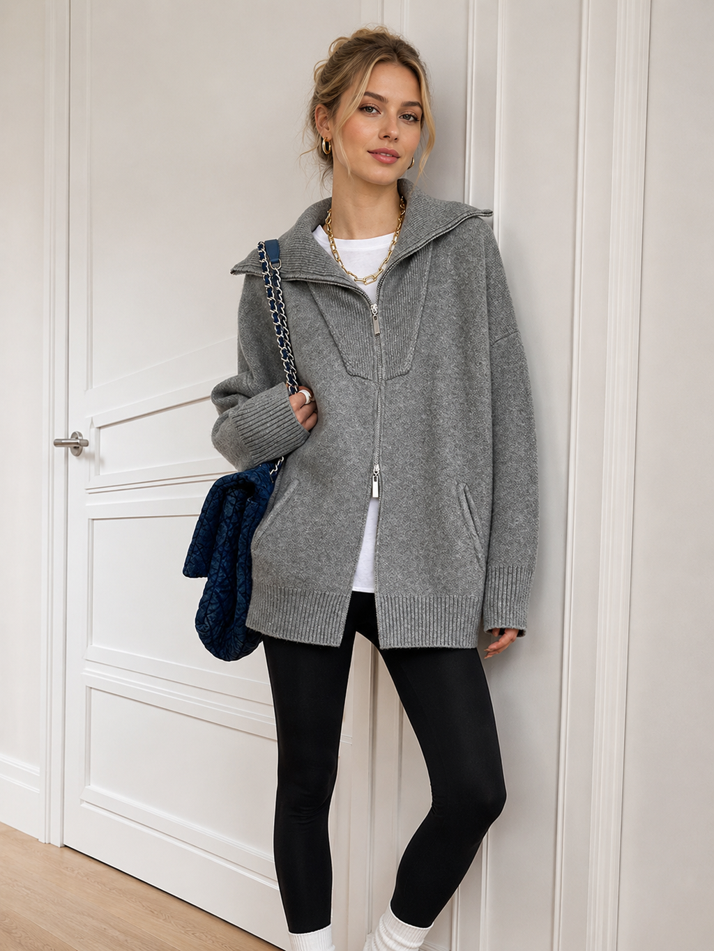 Oversized Open Collar Cardigan