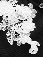 Floral Lace Applique Ribbed Knit Cardigan