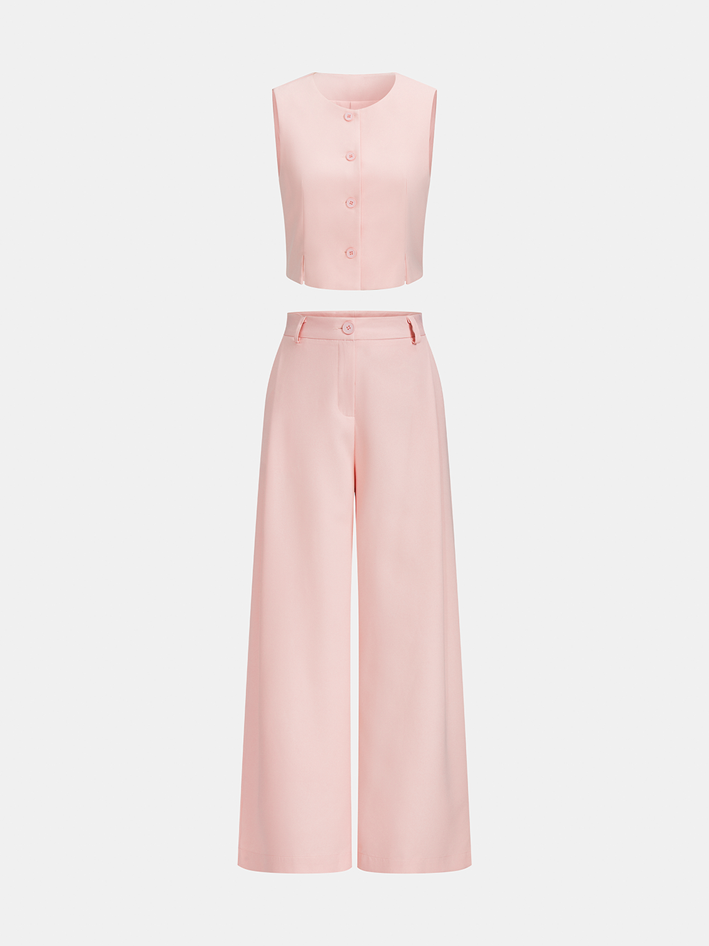 Conjunto de Chaleco Corto Entallado y Pantalón Ancho