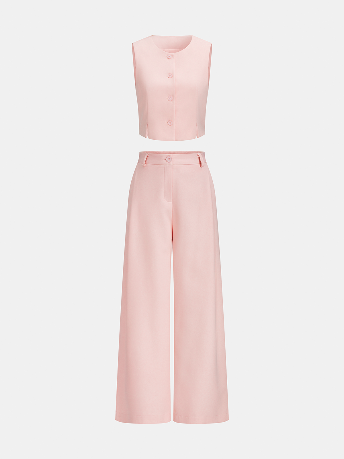 Conjunto de Chaleco Corto Entallado y Pantalón Ancho